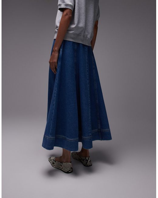 Jupe ample longue en jean - moyen TOPSHOP en coloris Blue
