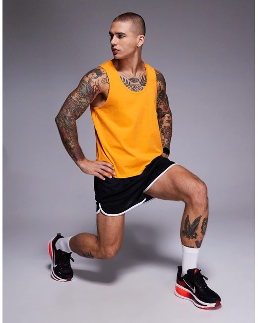 4505 Orange Running Cotton Vest With Quick Dry Finish for men