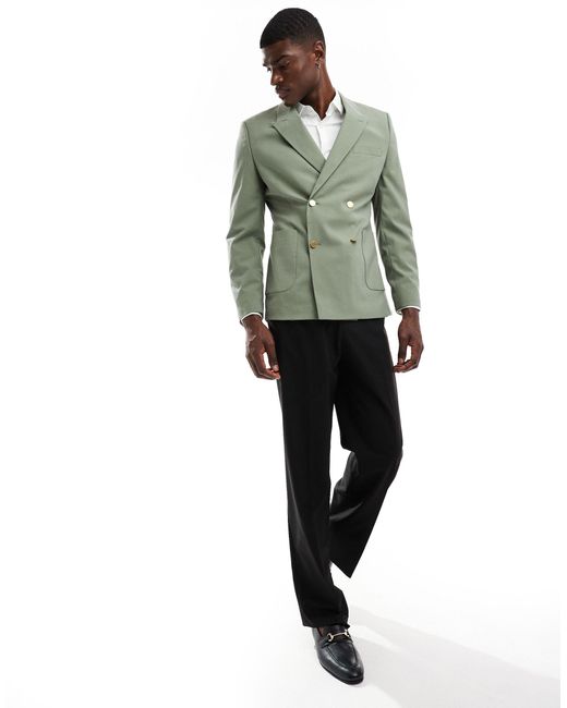 ASOS Green Wedding Skinny Blazer With Gold Buttons for men