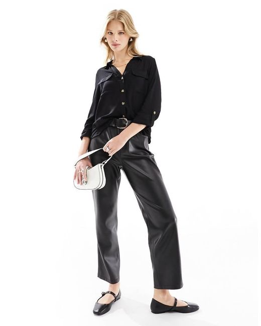Vero Moda Black Button Down Shirt With Pocket Detail