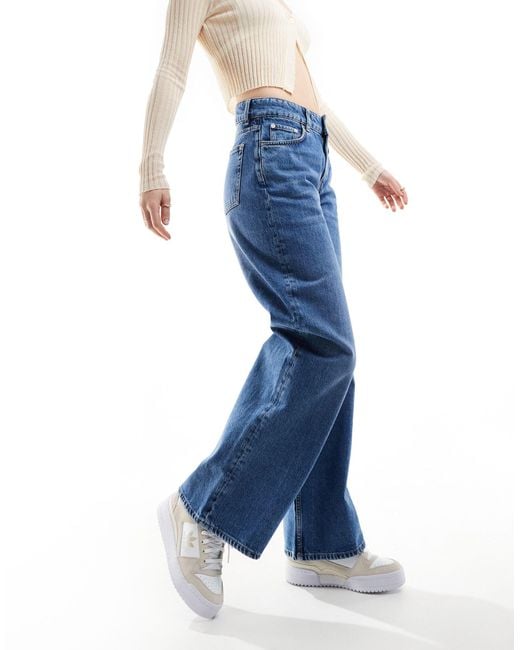 & Other Stories Blue Gio Mid Waist Wide Leg Jeans Mid Wash