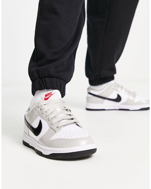 Dunk - sneakers basse grigie, bianche e rosse di Nike in Nero | Lyst