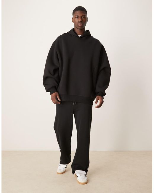 ASOS Oversized Rechte Hoodie Van Zware Scubastof in het Black voor heren