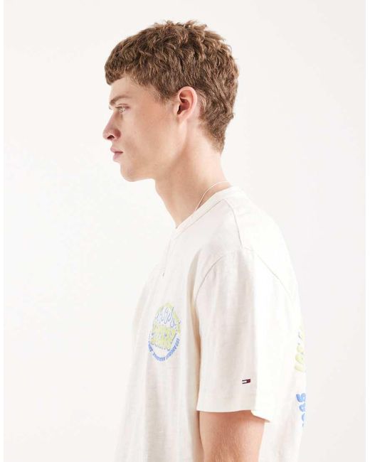Tommy Hilfiger White Bubble Flame Logo Relaxed Fit T-shirt for men