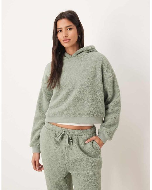 ASOS Green Lounge Cuddle Cropped Hoodie & Tapered Leg Set