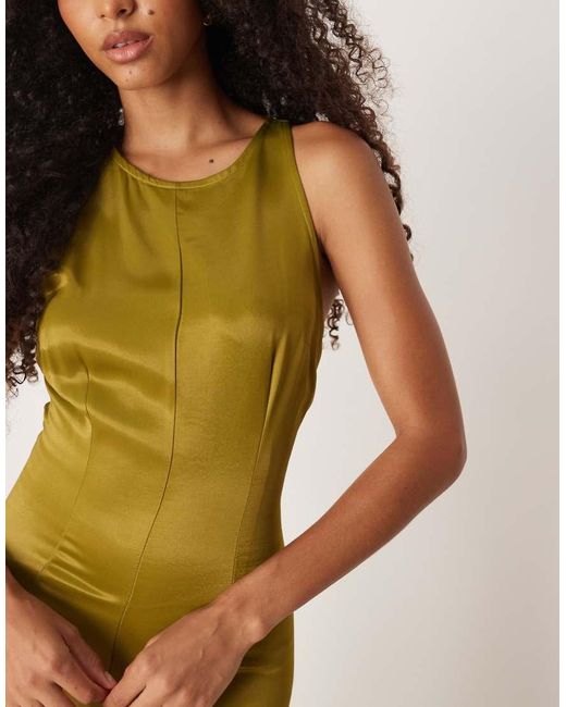 ASOS Natural Racer Satin Maxi Dress
