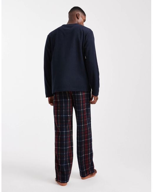 Loungeable – herren-pyjama-set mit fleece-hose in Blue für Herren