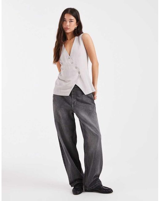 ASOS White Asymmetric Wrap Waistcoat