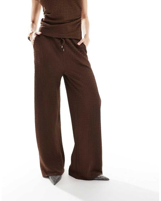 Threadbare Purple Co-ord Drawstring Textured Wide Leg Trousers