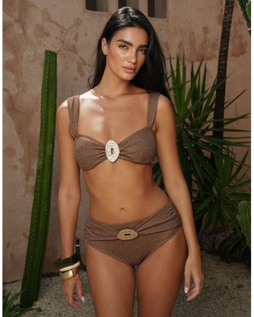 Moda Minx Brown X Zoe Servini Glitter Wrap Bikini Bottom