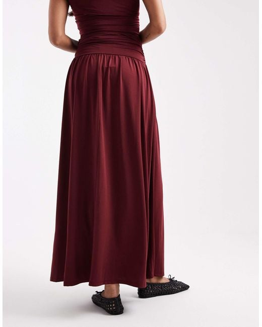 ASOS Red Asos Design Maternity Co-Ord Drop Waist Ruched Maxi Skirt
