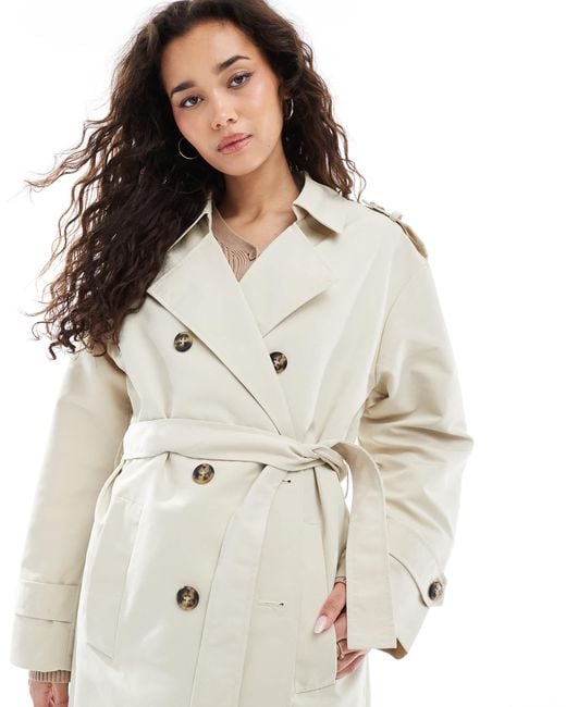 Vero Moda White Longline Belted Trench Coat