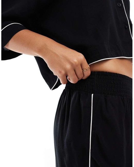 ASOS Black Super Soft Slinky Wide Leg Pyjama Trouser