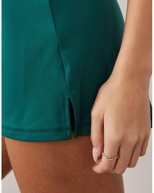 4505 Green Active Tennis Skirt With Under Shorts And Phone Pocket
