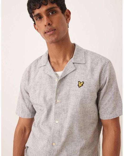 Lyle & Scott – lockeres oxford-hemd aus leinenmix in Natural für Herren