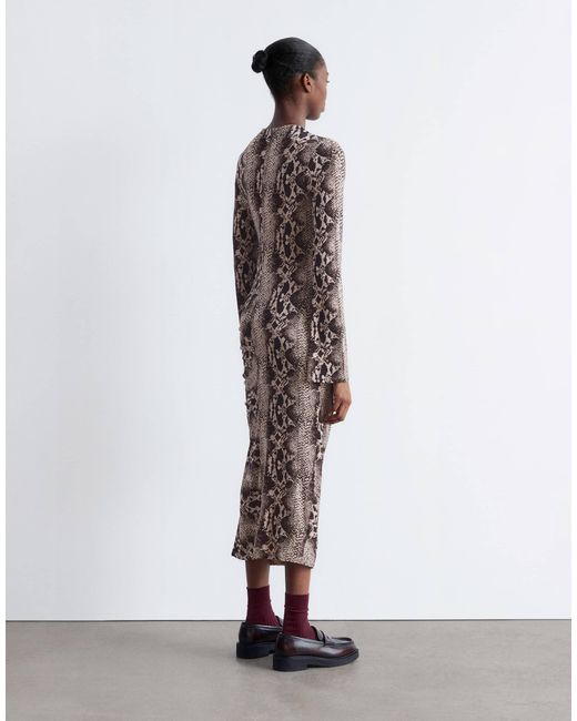 & Other Stories White Jersey Long Sleeve Midaxi Dress With Side Ruche Detail