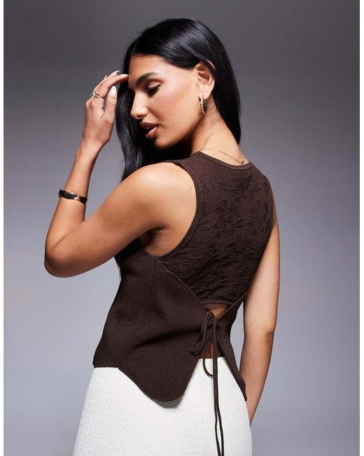 River Island Gray Lace Back Knitted Waistcoat