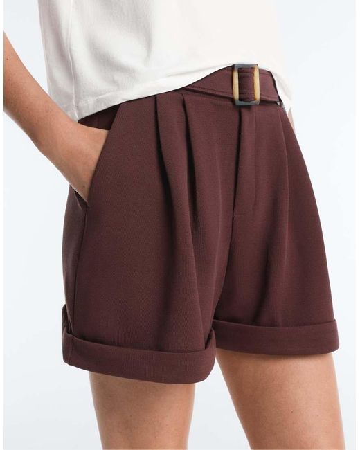 Oysho White Cotton Piqué Belted Shorts