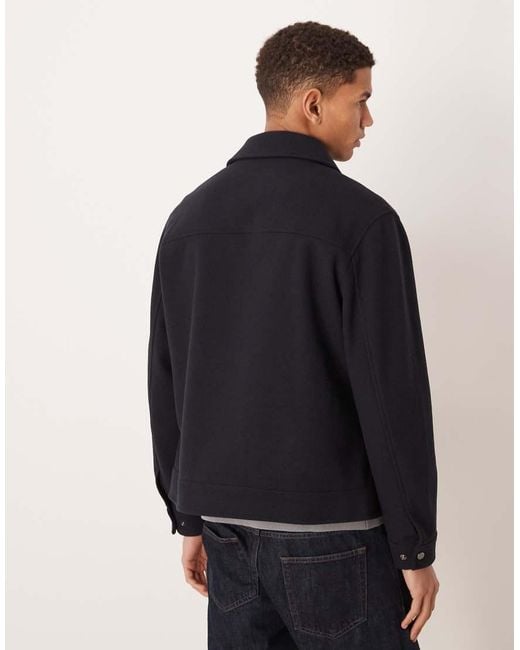 Mango Black Zip Through Harrington Jacket for men