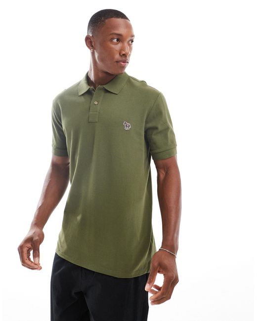 PS by Paul Smith Green Regular Fit Short Sleeve Polo With Zebra Logo for men