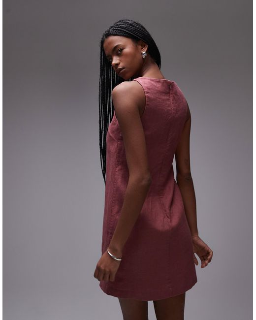 & Other Stories Linen Mini Dress With Boat Neck in Red | Lyst & Other Stories Linen Mini Dress With Boat Neck in Red | Lyst