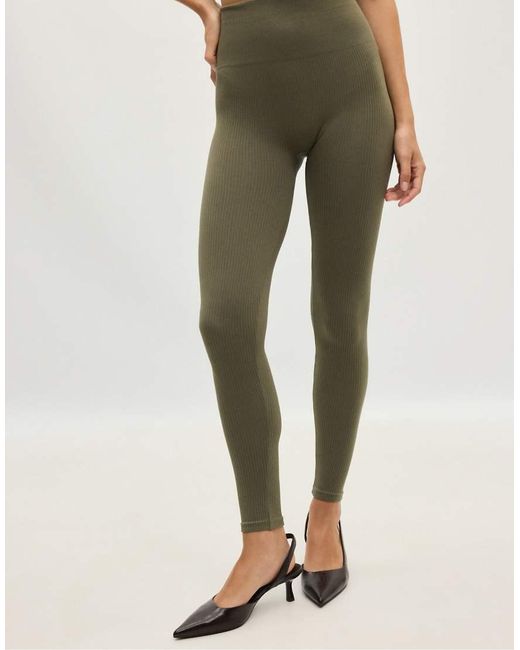 Stradivarius Green High-Waist Seamless Leggings