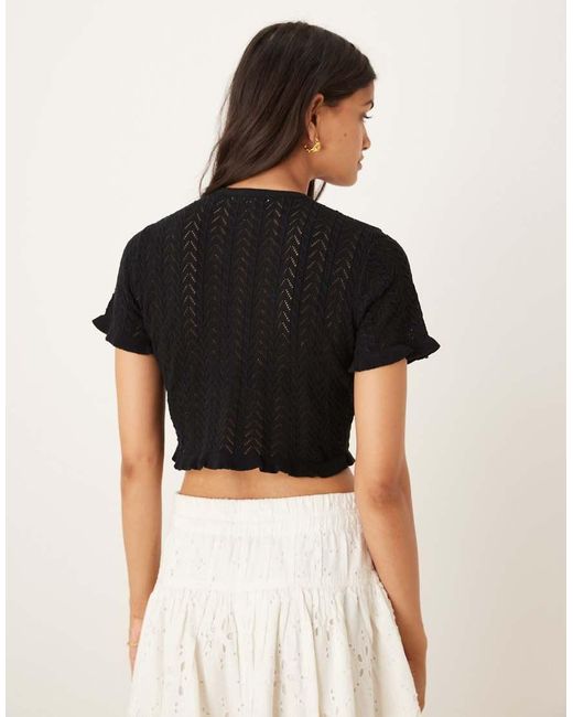 Glamorous Black Ruffle Crop Tops
