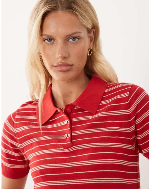 Mango Red Short Sleeve Polo Top