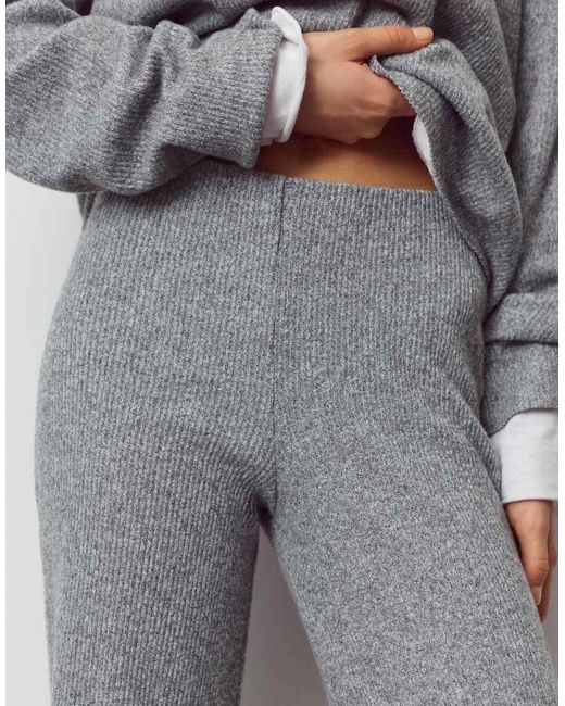 Pull&Bear Gray Soft Touch Straight Fit Pants