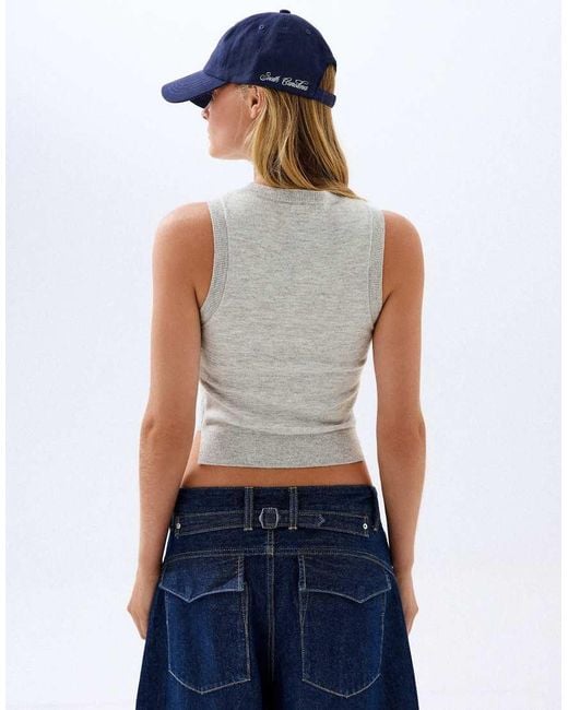 Bershka Blue Sleeveless Knit Top