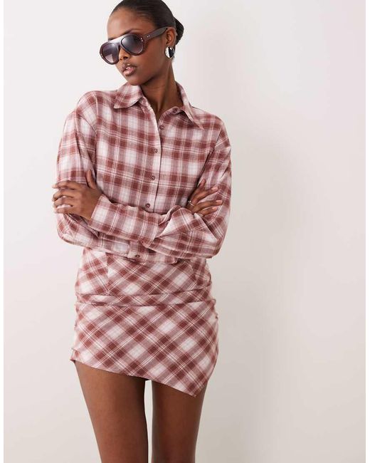 Noughts & Kisses Pink Button Up Shirt Asymmetric Hem Mini Dress