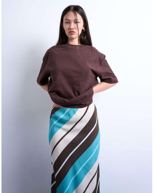 Falda Larga A Rayas De Corte Al Bies De Cupro De TOPSHOP de color White