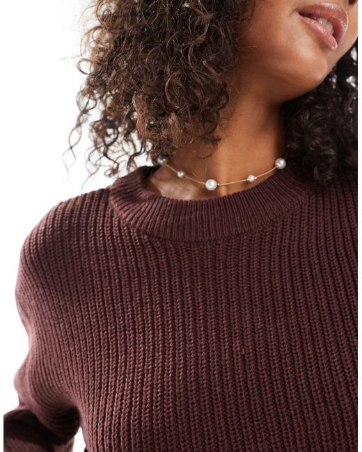 ONLY Purple – gerippter strickpullover