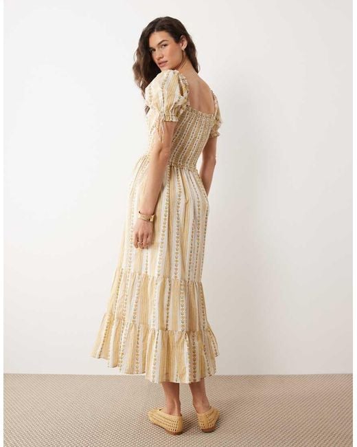 Miss Selfridge Natural Milkmaid Corset Detail Maxi Dress