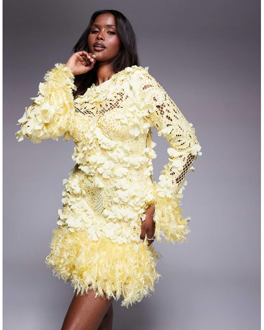 ASOS Yellow – minikleid mit lochmuster