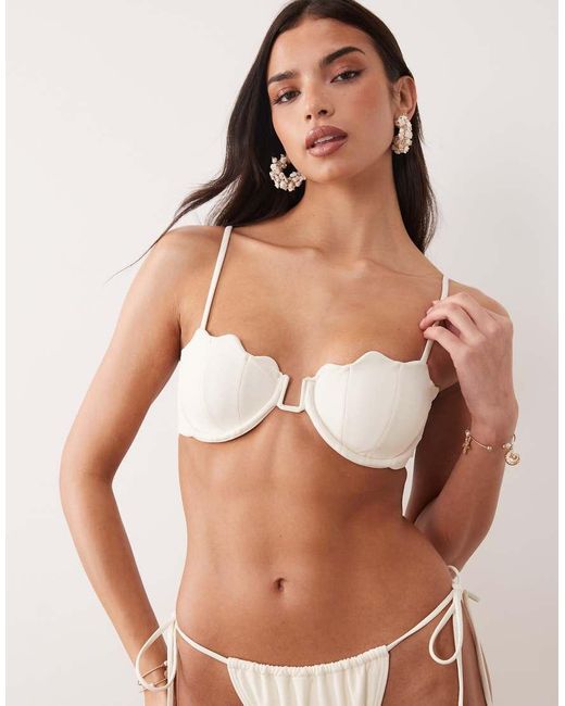 South Beach Brown Scallop Underwire Bikini Top
