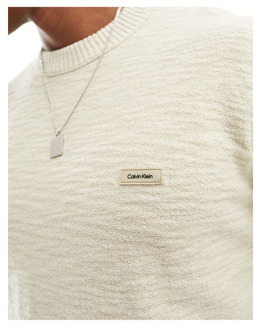 Calvin Klein Natural Winter Slub Crew Neck Sweater for men