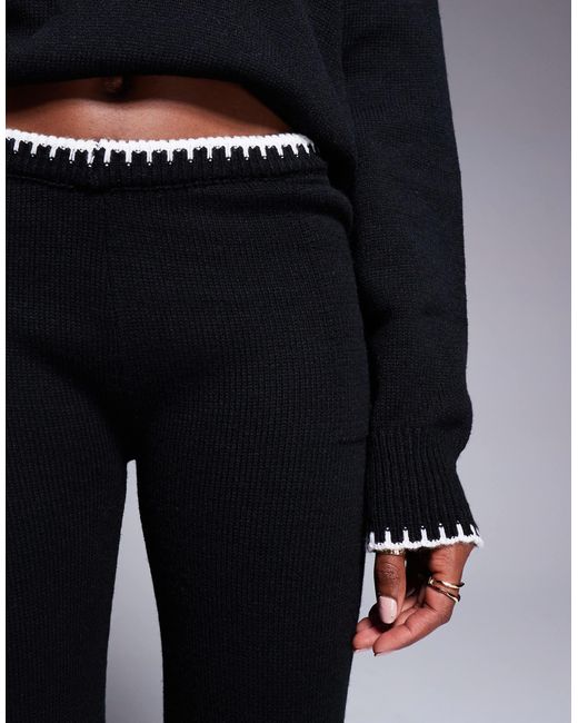 Exclusivité - - pantalon d'ensemble ample en maille à coutures contrastantes Kaiia en coloris Black