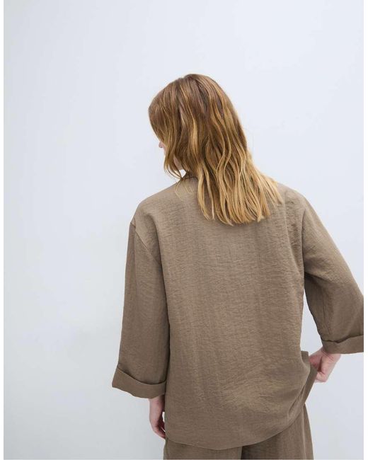 Stradivarius Brown Flowing Double-breasted Blazer