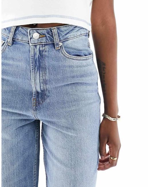 Vaqueros Elásticos De Pernera Recta Cómoda De Tall ASOS de color Blue