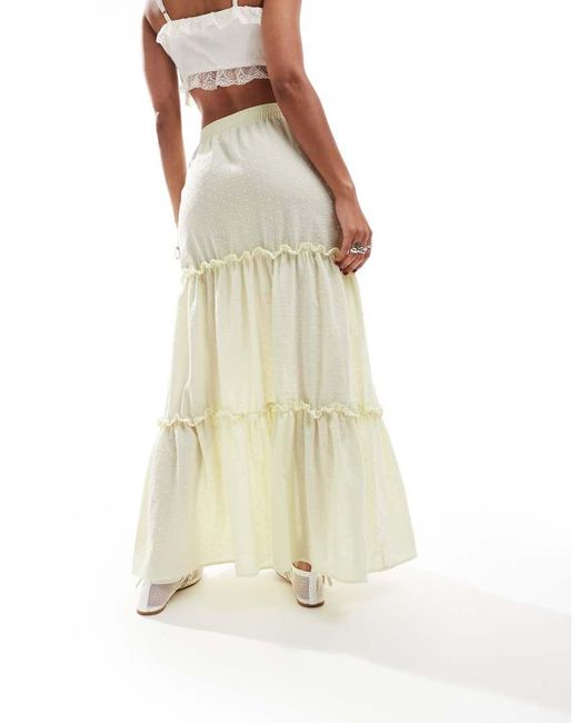 Reclaimed (vintage) White Tiered Maxi Western Skirt