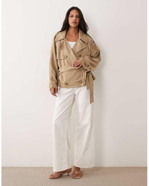 Mango Natural Oversized Short Trench Coat