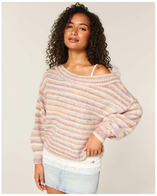 Hollister Natural Lofty Off-The-Shoulder Sweater