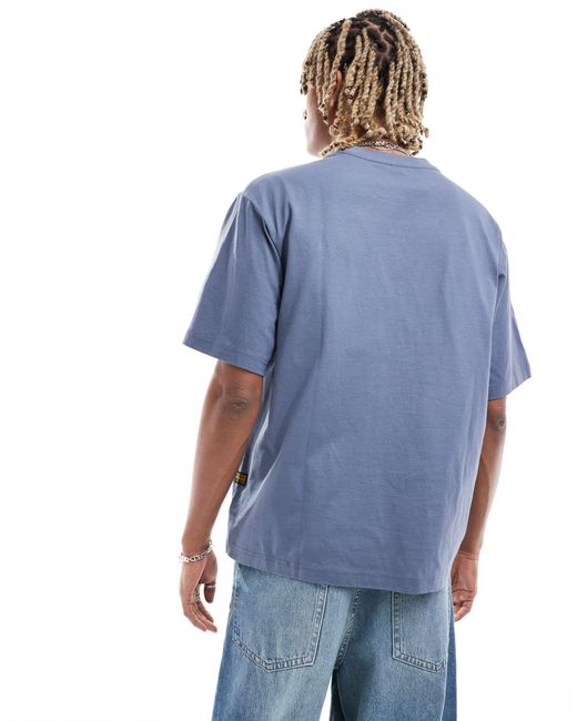 T-shirt oversize avec logo imprimé au centre - cendré G-Star RAW pour homme en coloris Blue