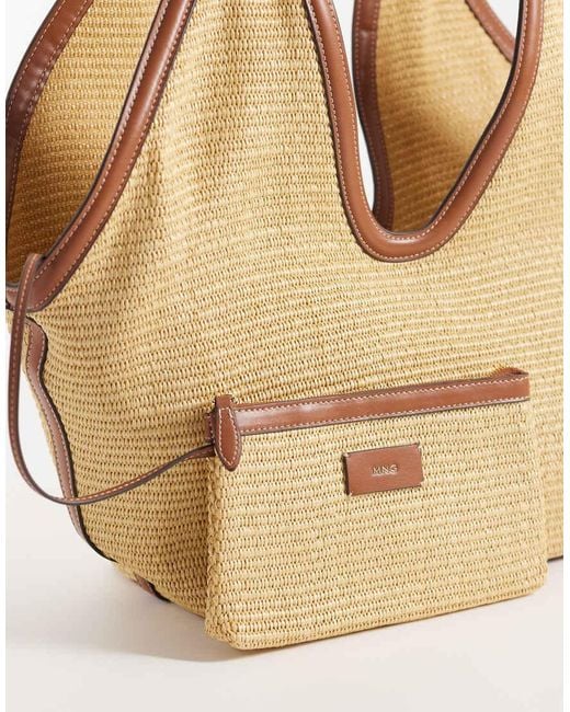 Mango Natural Woven Shoulder Bag