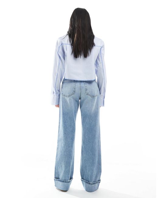 Stradivarius Blue Petite – weite dad-jeans im 90er-stil