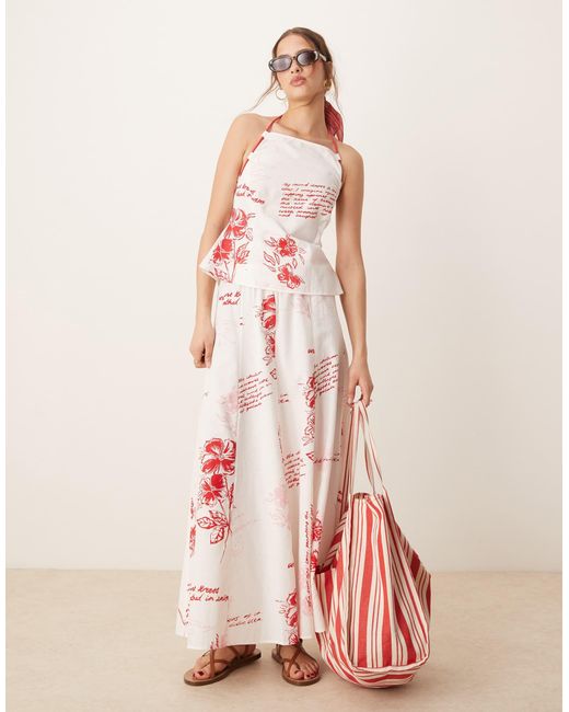 Jupe d'ensemble longue à imprimé et cordon ASOS en coloris Pink