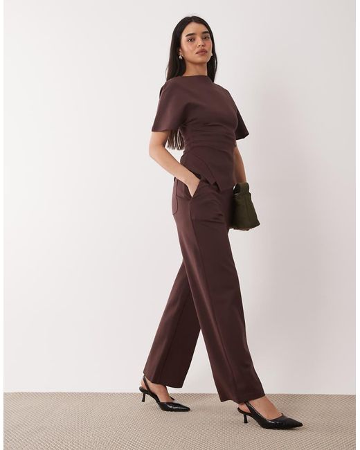Pretty Lavish Brown Structured Jersey Trouser Co-Ord