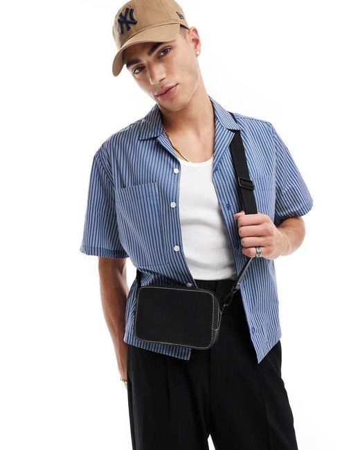 ASOS Blue Faux Leather Cross Body Camera Bag for men