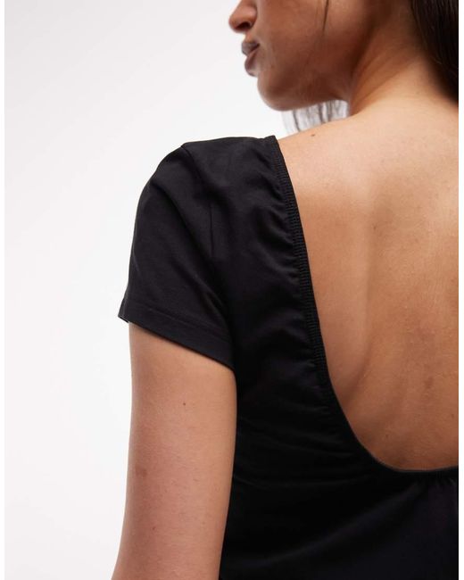 Monki Blue Open Back T-shirt
